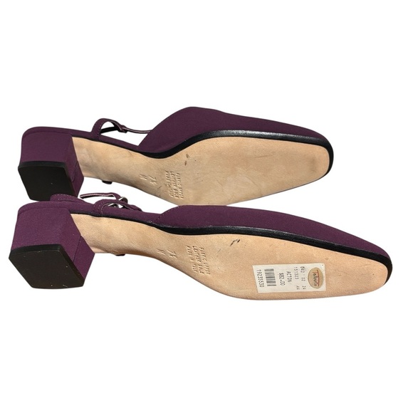 Talbots Fabric Block Heel Almond Toe Sling Back Leather Sole Size 7.5M Italy - Picture 3 of 8